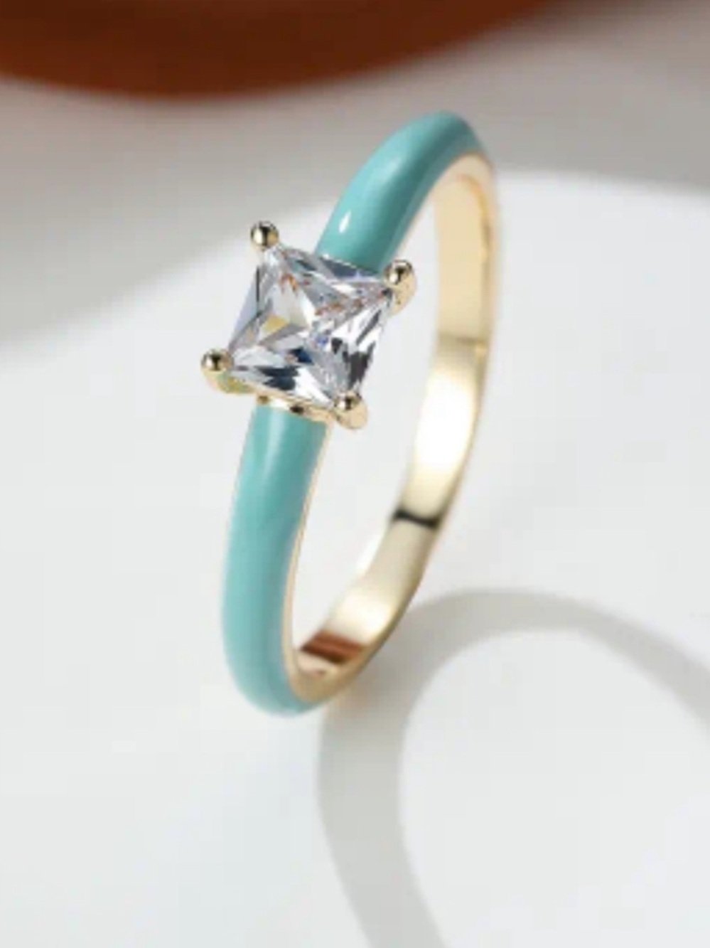 New Turquoise Tiffany Blue Band and Square CZ